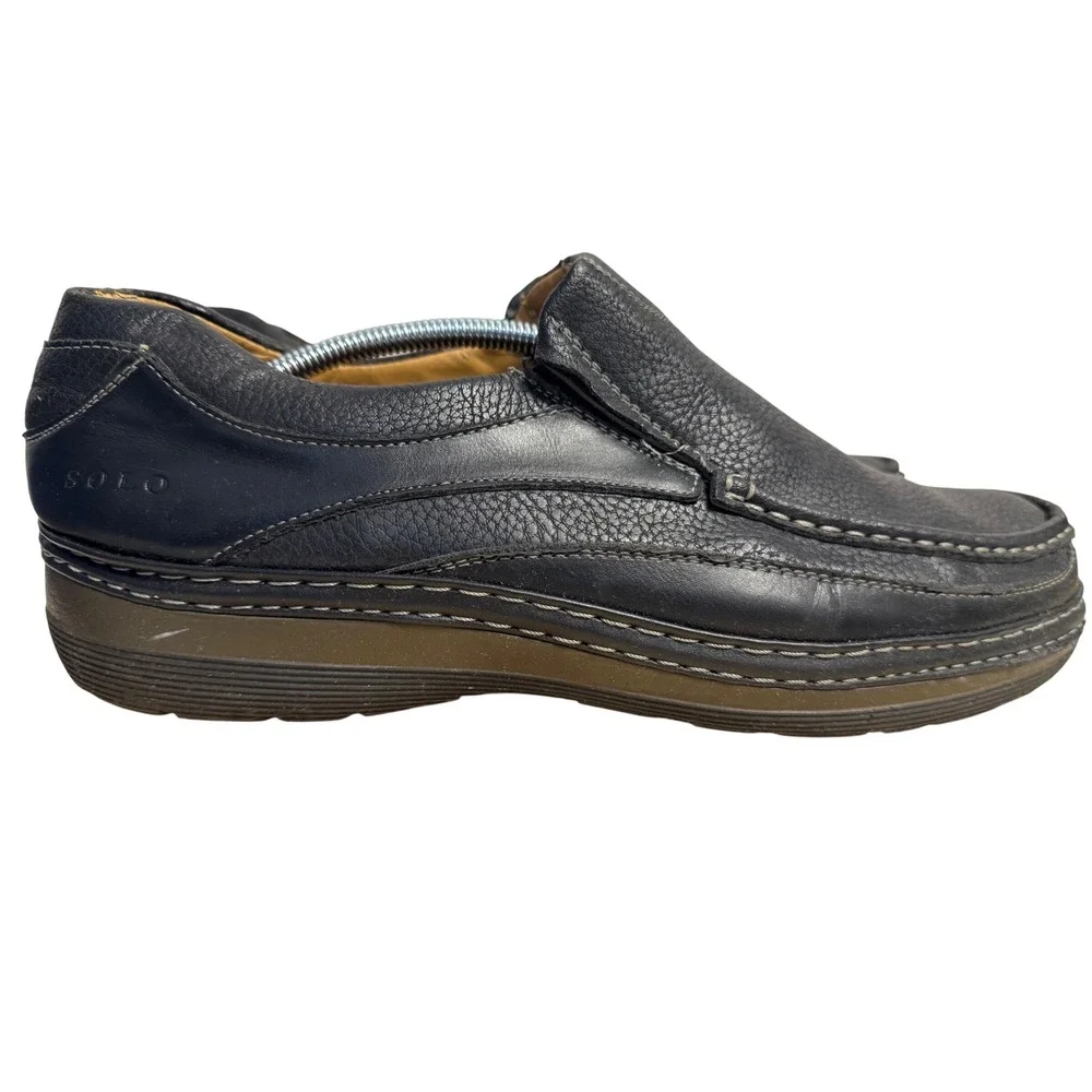 Solo Parker-100 Mens‎ Black Faux Leather Slip On Loafers Moc Toe Shoes Size 11